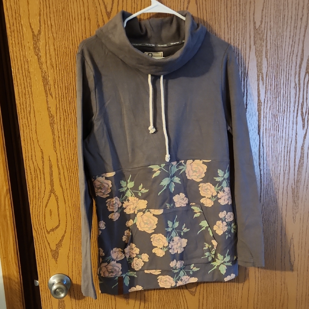 Floral Cowl Neck Sweatshirt Ampersand Avenue NWOT